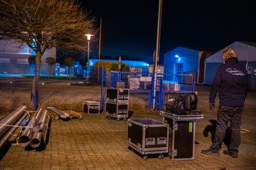 Bühnenaufbau für eine Feuershow